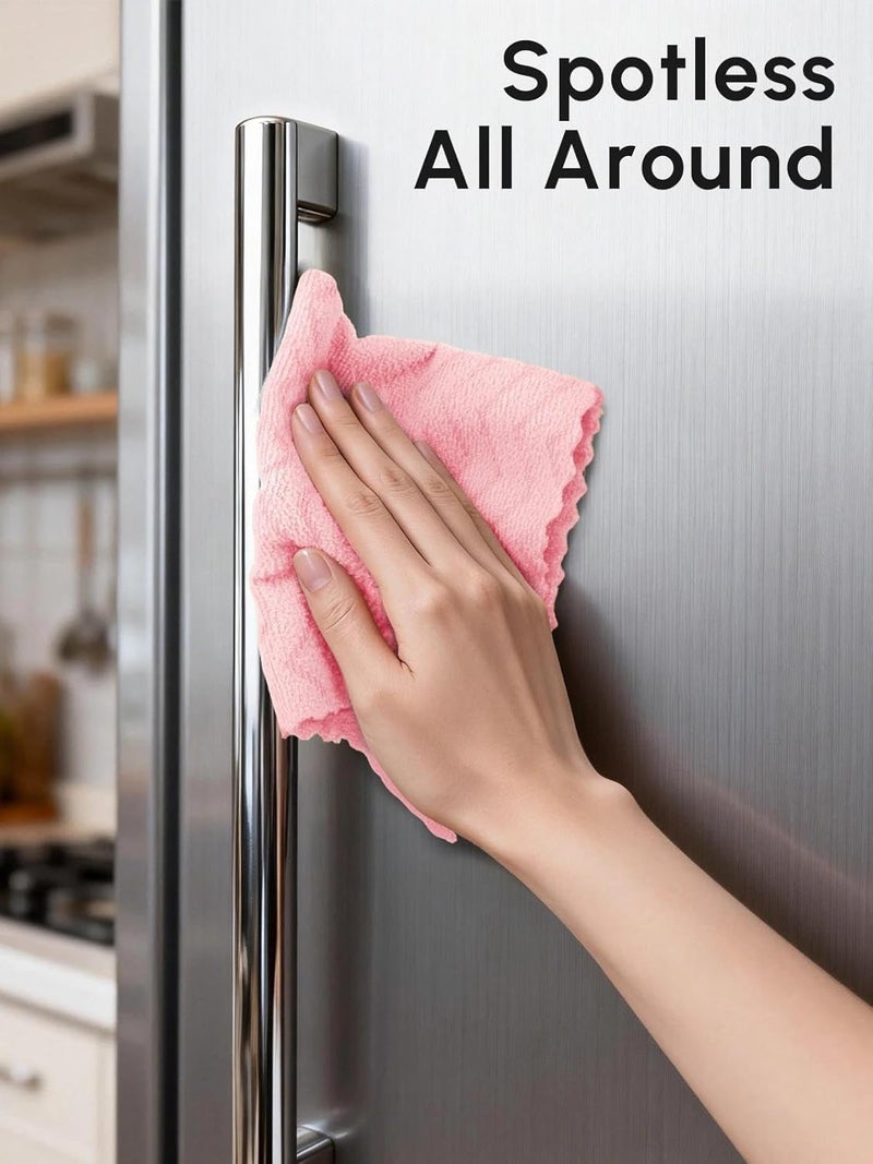 SOOWASH Microfiber Cleaning Cloths Roll, 75 Pack Tear Away Microfiber Towels Roll, 12" x 12" Lint Free Rags, Reusable Cleaning Cloths, Washable, Scratch Free,Ultra Absorbent Dish Rags(Pink Ripple) - Image 5